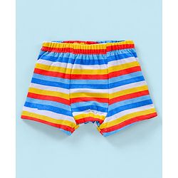 Babyhug 100% Cotton Knit Striped Trunks Car Print Pack of 3 - Blue & White