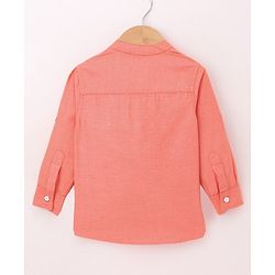 Babyhug 100% Cotton Full Sleeves Solid Color Kurta Style Shirt - Orange