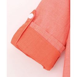 Babyhug 100% Cotton Full Sleeves Solid Color Kurta Style Shirt - Orange