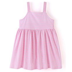 Babyhug 100% Cotton Knit Sleeveless Frocks with Bow Applique Stripes & Floral Print Pack of 2 - Pink & Mint