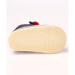 Cute Walk by Babyhug Slip On Booties with Bow Applique & Polka Dots Print - Blue