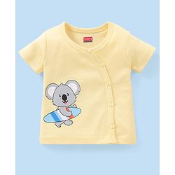 Babyhug 100% Cotton Half Sleeves Vests Stripes & Koala Print Pack of 3 - Light Yellow Sky Blue & Orange
