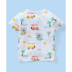 Babyhug 100% Cotton Half Sleeves Vests Stripes & Koala Print Pack of 3 - Light Yellow Sky Blue & Orange