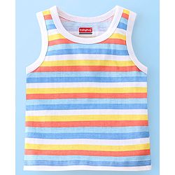 Babyhug 100% Cotton Sleeveless Beach Printed & Stripe Sando Pack of 3 - Multicolour