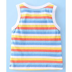 Babyhug 100% Cotton Sleeveless Beach Printed & Stripe Sando Pack of 3 - Multicolour