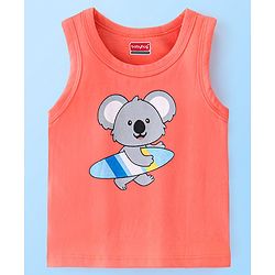 Babyhug 100% Cotton Sleeveless Beach Printed & Stripe Sando Pack of 3 - Multicolour