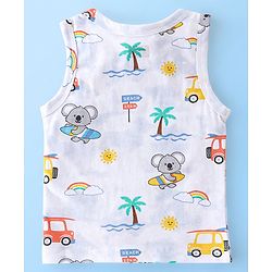 Babyhug 100% Cotton Sleeveless Beach Printed & Stripe Sando Pack of 3 - Multicolour