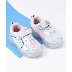 Cute Walk by Babyhug Holographic Sneakers with Velcro Closure - Silver