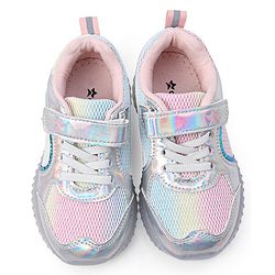 Cute Walk by Babyhug Holographic Sneakers with Velcro Closure - Silver