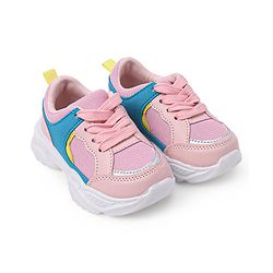 Cute Walk by Babyhug Color Block Sneakers with Velcro Closure - Pink