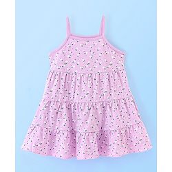 Babyhug 100% Cotton Knit Singlet Sleeves Frock & Bloomer With Floral Print - Lilac