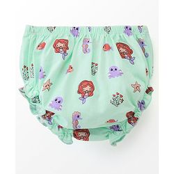 Babyhug 100% Cotton Knit Short Sleeves Floral Printed Frock with Bloomer and Bow Applique - Mint Green