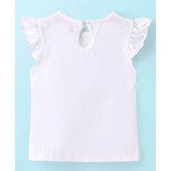 Babyhug 100% Cotton Knit Floral Print Frock with Frill Sleeves Inner Tee - Peach & White