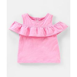 Babyhug 100% Cotton Sleeveless Frilled Top & Shorts Set Floral Print - Pink & Navy