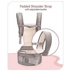 Babyhug Imperial 5-in-1 Baby Carrier with Hip Seat: Front, back & hip carrying positions, Adjustable head support, Padded straps, Breathable fabric, Pressure-relieving waist belt, Side storage pockets, Supports up to 15kg- Grey