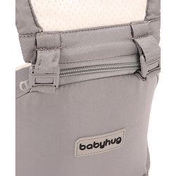 Babyhug Imperial 5-in-1 Baby Carrier with Hip Seat: Front, back & hip carrying positions, Adjustable head support, Padded straps, Breathable fabric, Pressure-relieving waist belt, Side storage pockets, Supports up to 15kg- Grey