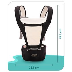 Babyhug Imperial 5-in-1 Baby Carrier with Hip Seat: Front, back & hip carrying positions, Adjustable head support, Padded straps, Breathable fabric, Pressure-relieving waist belt, Side storage pockets, Supports up to 15kg- Grey