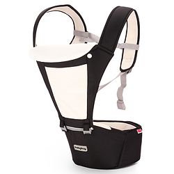 Babyhug Imperial 5-in-1 Baby Carrier with Hip Seat: Front, back & hip carrying positions, Adjustable head support, Padded straps, Breathable fabric, Pressure-relieving waist belt, Side storage pockets, Supports up to 15kg- Grey