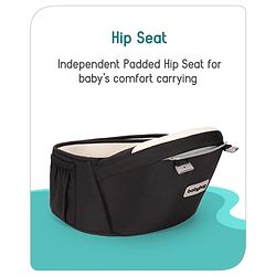 Babyhug Imperial 5-in-1 Baby Carrier with Hip Seat: Front, back & hip carrying positions, Adjustable head support, Padded straps, Breathable fabric, Pressure-relieving waist belt, Side storage pockets, Supports up to 15kg- Grey