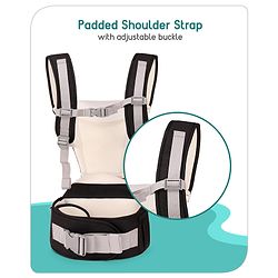 Babyhug Imperial 5-in-1 Baby Carrier with Hip Seat: Front, back & hip carrying positions, Adjustable head support, Padded straps, Breathable fabric, Pressure-relieving waist belt, Side storage pockets, Supports up to 15kg- Grey