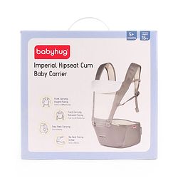 Babyhug Imperial 5-in-1 Baby Carrier with Hip Seat: Front, back & hip carrying positions, Adjustable head support, Padded straps, Breathable fabric, Pressure-relieving waist belt, Side storage pockets, Supports up to 15kg- Grey