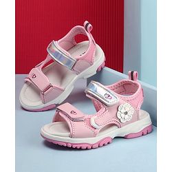 Cute Walk by Babyhug Sandals With Velcro Closure Floral Applique- Pink