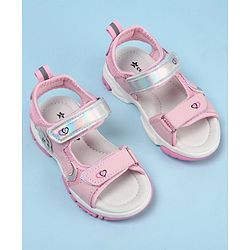 Cute Walk by Babyhug Sandals With Velcro Closure Floral Applique- Pink
