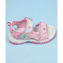 Cute Walk by Babyhug Sandals With Velcro Closure Floral Applique- Pink