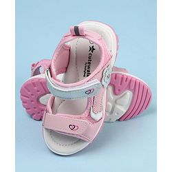 Cute Walk by Babyhug Sandals With Velcro Closure Floral Applique- Pink