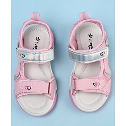 Cute Walk by Babyhug Sandals With Velcro Closure Floral Applique- Pink