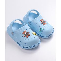 Cute Walk by Babyhug Space Applique Clogs with Back Strap - Blue