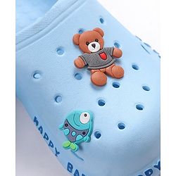 Cute Walk by Babyhug Space Applique Clogs with Back Strap - Blue
