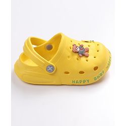 Cute Walk by Babyhug Teddy Applique Clogs with Back Strap - Yellow
