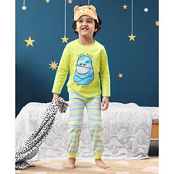 Babyhug Cotton Knit Full Sleeves Night Suit Sloth Print - Green