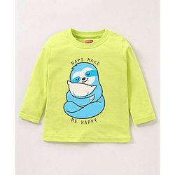 Babyhug Cotton Knit Full Sleeves Night Suit Sloth Print - Green