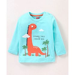 Babyhug Cotton Knit Full Sleeves Night Suit Dino Print - Blue