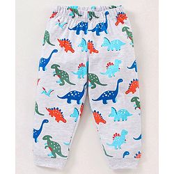 Babyhug Cotton Knit Full Sleeves Night Suit Dino Print - Blue
