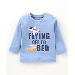 Babyhug Cotton Knit Full Sleeves Night Suit Plane Print - Blue
