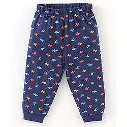Babyhug Cotton Knit Full Sleeves Night Suit Plane Print - Blue