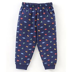 Babyhug Cotton Knit Full Sleeves Night Suit Plane Print - Blue