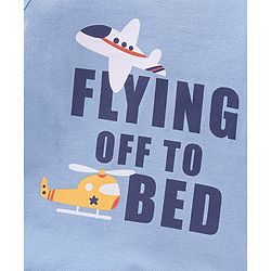Babyhug Cotton Knit Full Sleeves Night Suit Plane Print - Blue