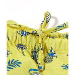 Babyhug Above Knee Length Beach Theme Swimming Trunk - Yellow