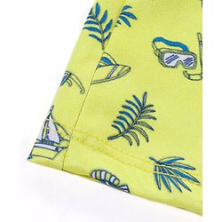 Babyhug Above Knee Length Beach Theme Swimming Trunk - Yellow