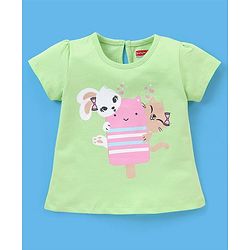 Babyhug 100% Cotton Half Sleeves Tee Ice Cream Print Pack Of 3 - White Green & Pink