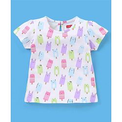 Babyhug 100% Cotton Half Sleeves Tee Ice Cream Print Pack Of 3 - White Green & Pink