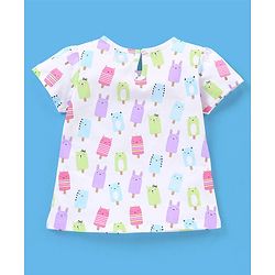 Babyhug 100% Cotton Half Sleeves Tee Ice Cream Print Pack Of 3 - White Green & Pink