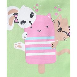 Babyhug 100% Cotton Half Sleeves Tee Ice Cream Print Pack Of 3 - White Green & Pink