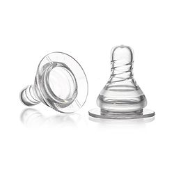 Babyhug Transparent Medium Flow 100% Silicone Nipple - Pack of 2