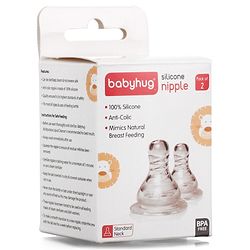 Babyhug Transparent Medium Flow 100% Silicone Nipple - Pack of 2