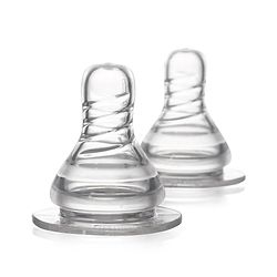 Babyhug Transparent Medium Flow 100% Silicone Nipple - Pack of 2